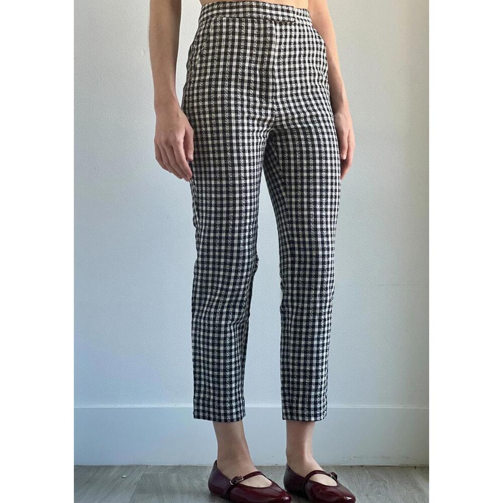 Chic Black and White Gingham Trousers